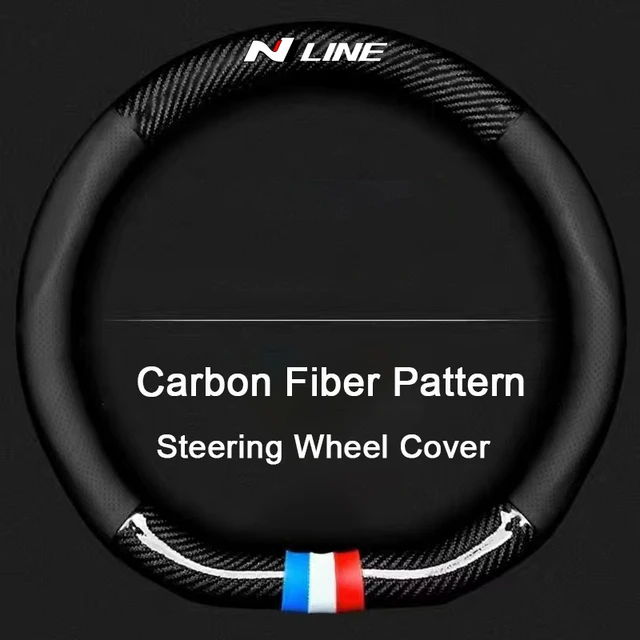 Car Steering Wheel Cover Carbon Fiber Steering Covers for Hyundai N Line Sonata Elantra Veloster