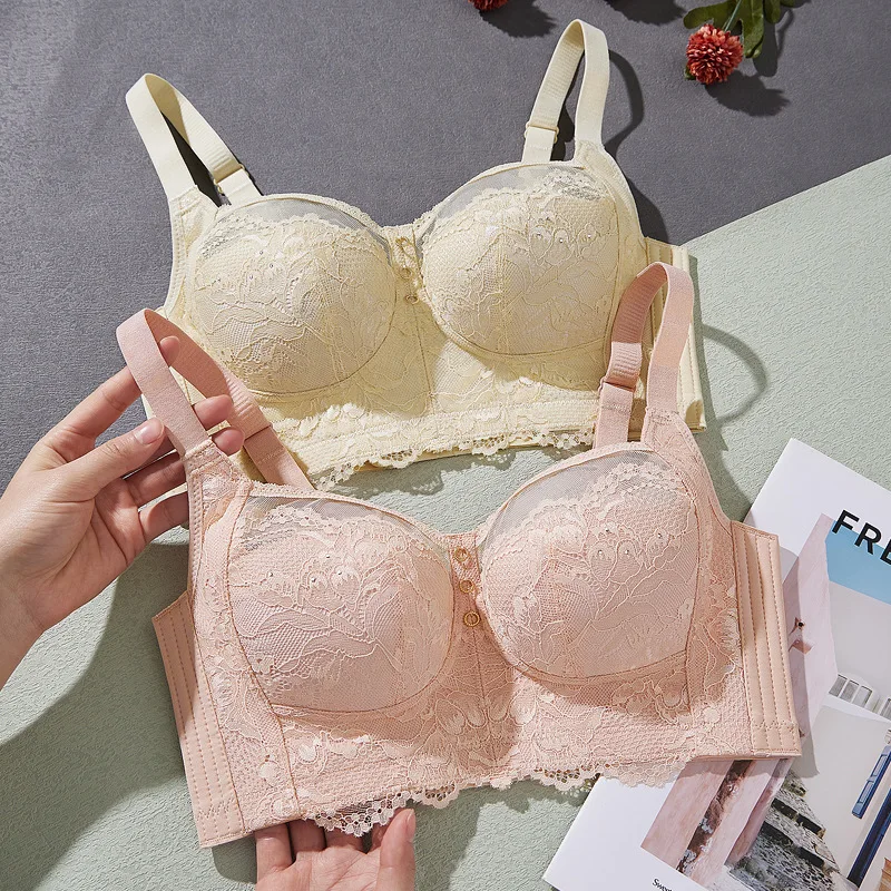 

Hot Full cup thin underwear small bra plus size wireless adjustable lace Women's bra breast cover B C D cup Large size Lace Bras