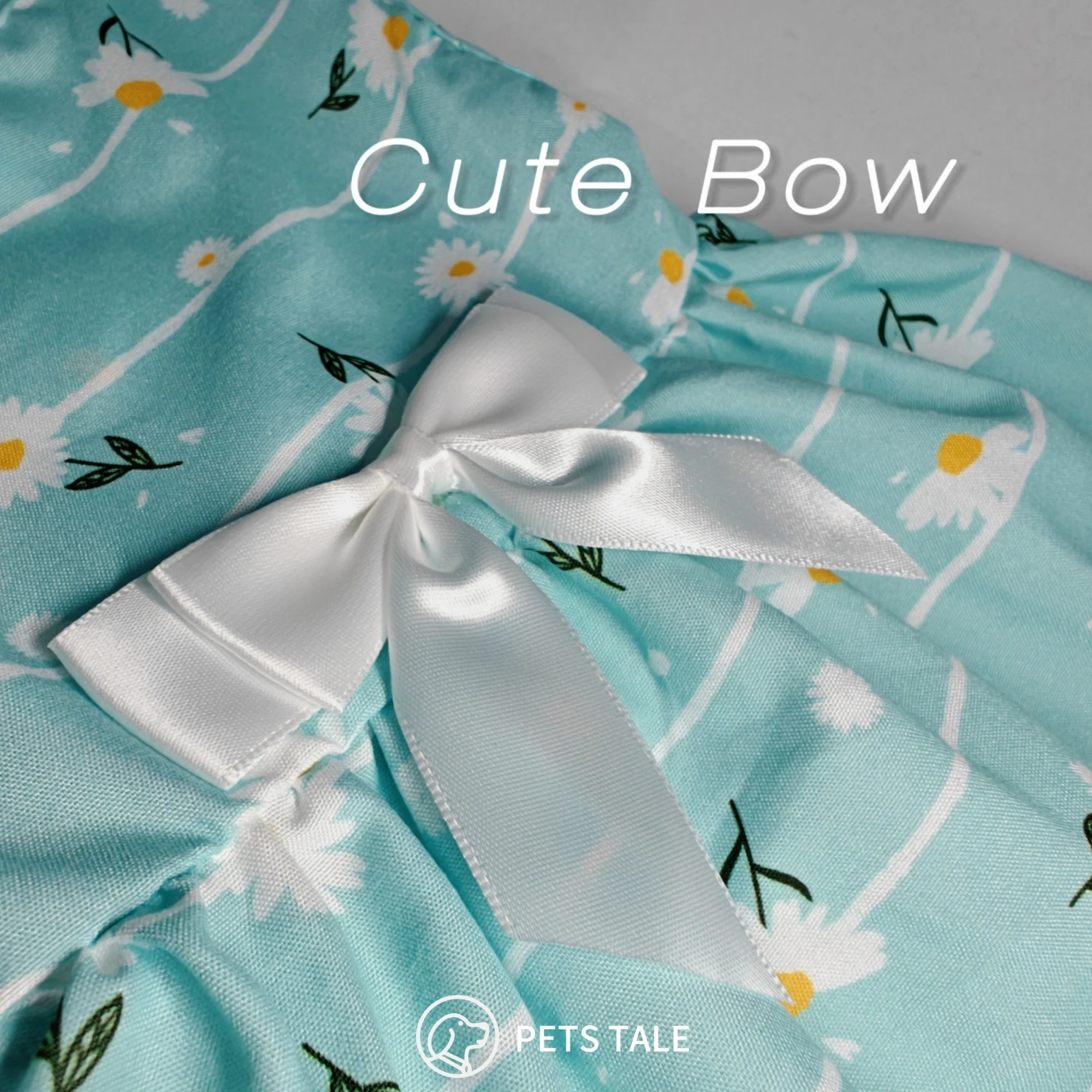 PETS TALE Floral Dog Dress-Cute Daisy Print with Bow, Perfect for Small Dogs and Medium Dogs