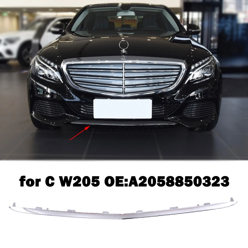 

For Mercedes Benz C Class W205 C350 C220 C300 A2058850323 Front Chrome Chromium Trim Bumper Lip Spoiler Diffuser Accessories