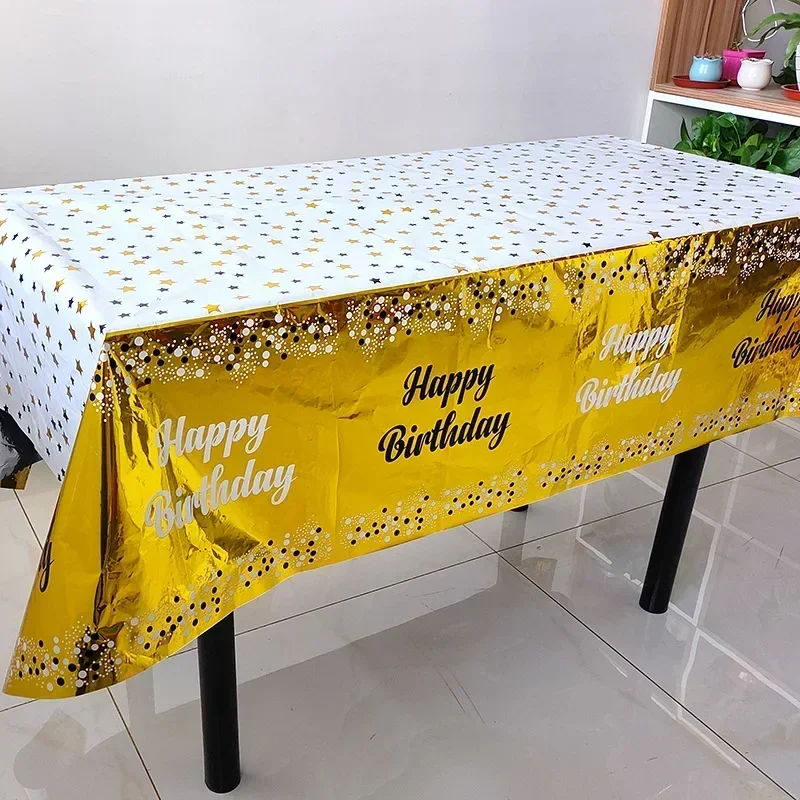 2pcs Waterproof Tablecloth Tablecloth Family Party Tablecloths Happy Birthday Themed Print Party Decoration
