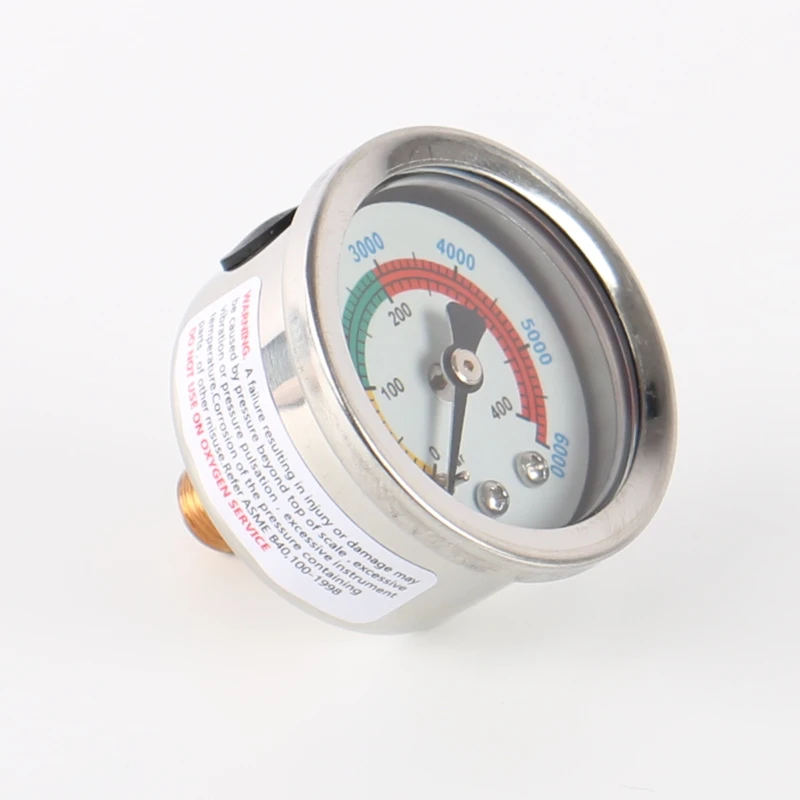 YONG HENG 0-40MPA 0-400BAR 0-6000PSI Stainless Steel Oil-Free High Pressure Air Pump Compressor Gauge Interface Thread M10 * 1