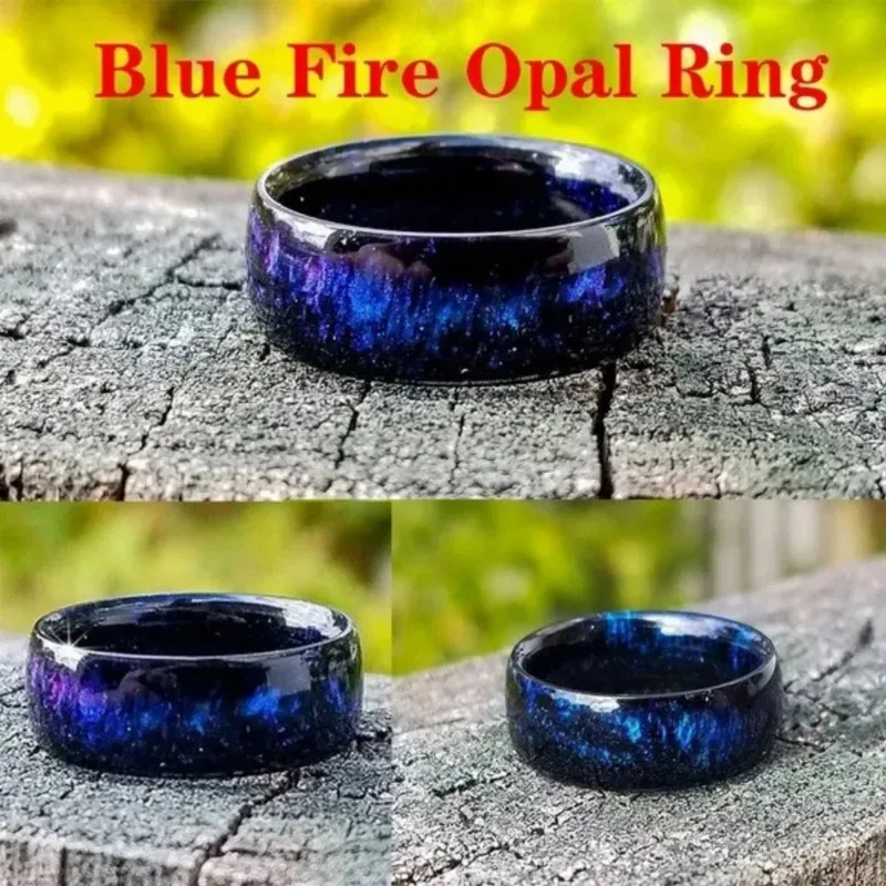 Colorful Starry Sky Rings for Women Acrylic Resin Rainbow Color / Aurora color Finger Fashion Jewelry