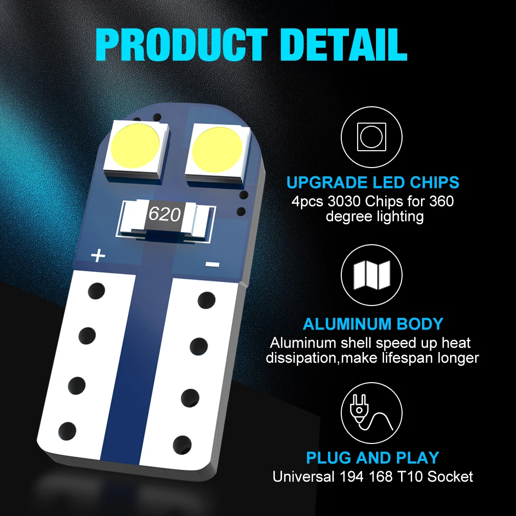 T10 LED  W5W WY5W Canbus ڵ ׸  12V 6000K ڵ  , ƿ  ٰ Ÿ ֻ Ϲ, 10 