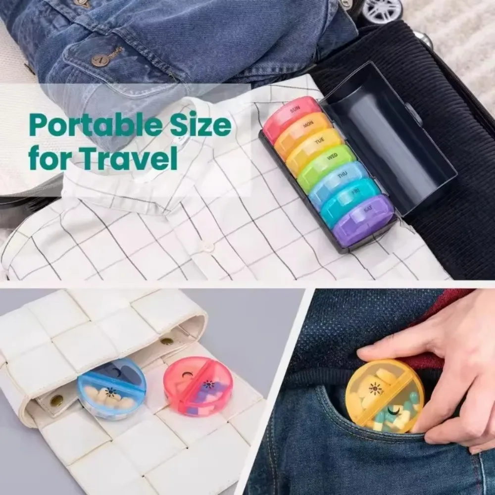 Compact 7-Day Travel Pill Organizer with Daily Medication Compartments