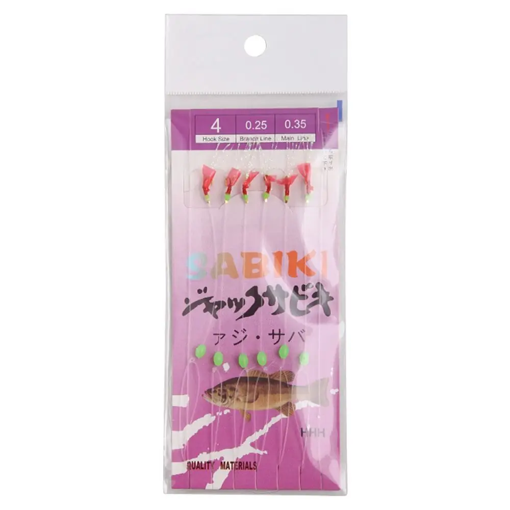 6 Stück 10 Größen Wobbler Sabiki String Hook Rig Angelhaken Leuchtende Bohnen köder Köder Tackle für See-/Süßwasser-Angel zubehör – Detail 14