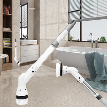 Lavapavimenti rotante elettrico, spazzola per la pulizia della doccia senza fili, velocità regolabile, maniglia di estensione regolabile per piastrelle del pavimento del bagno 1
