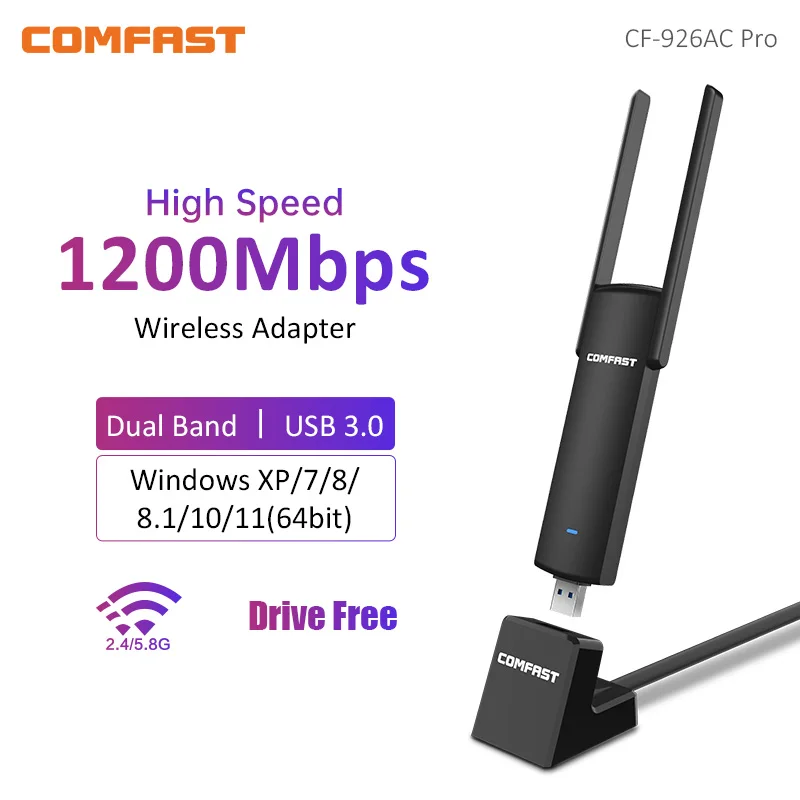 

Сетевая карта Comfast, 2,4 ГГц, 5 ГГц, 1,2 Мбит/с