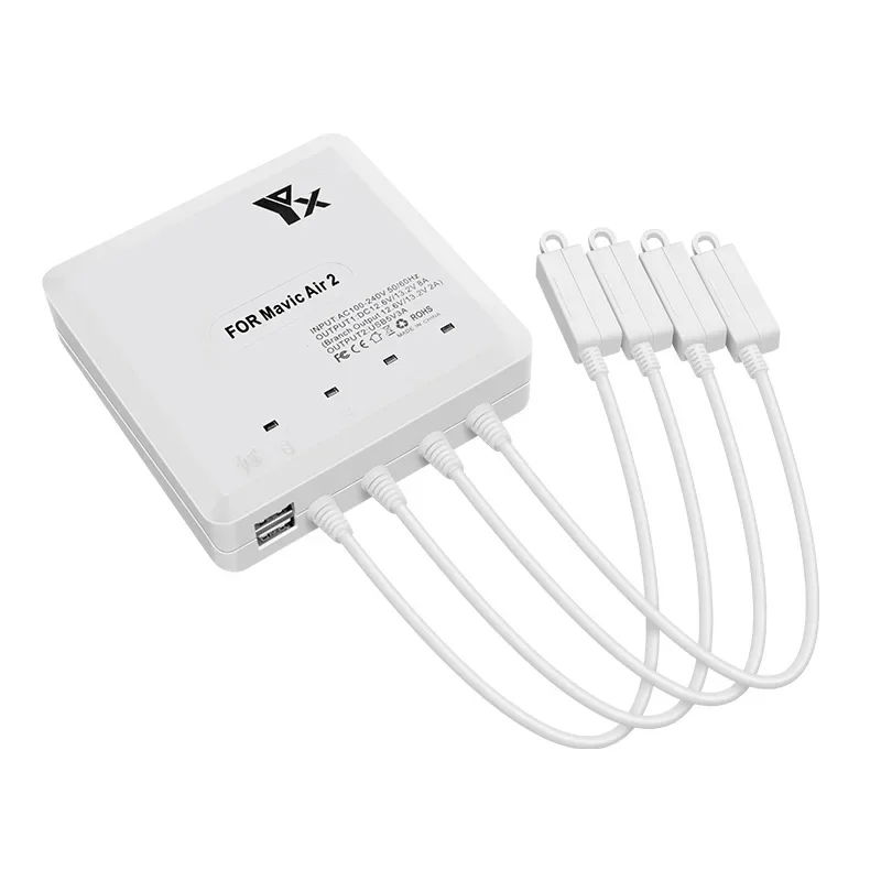 Chargeur rapide 6 sorties avec 2 ports USB et adaptateurs pour batterie et télécommande DJI Mavic Air 2S