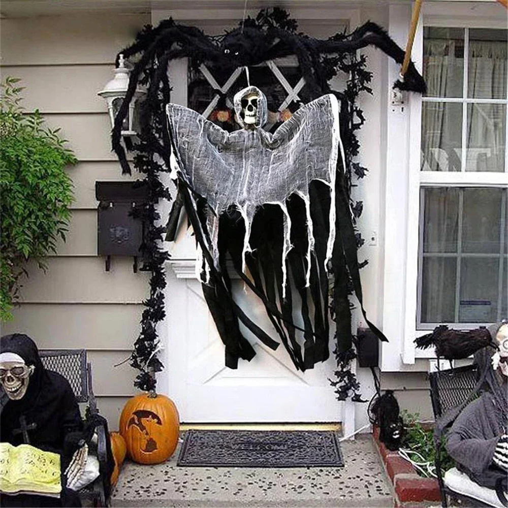 Spooky Hanging Skull Ghost Decoration