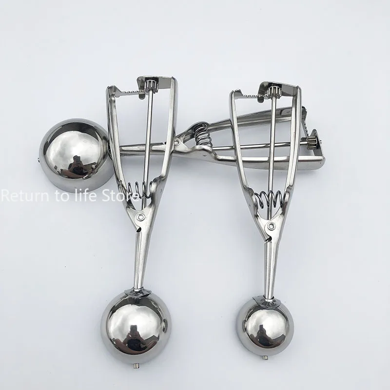 Scoop Stainless Steel Ice Cream Spoon Potato Mash Cookies Dough Disher Spoon Spring Handle Kitchen Accessories Ice Cream Tools
