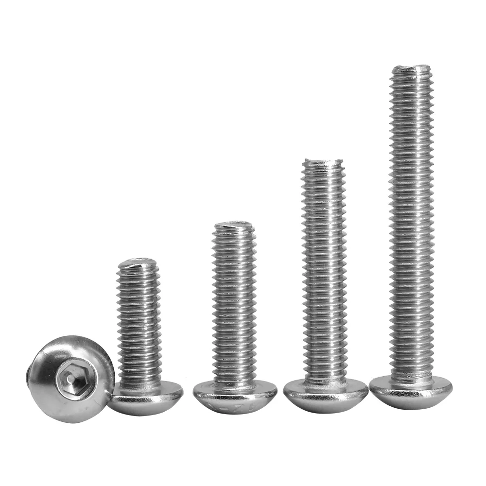 Stainless Steel Screws ISO7380 M2 M2.5 M3 M4 M5 M6 M8 M10 M12 Hexagonal 304 SS Socket Allen Bolt Thread Machine Metal
