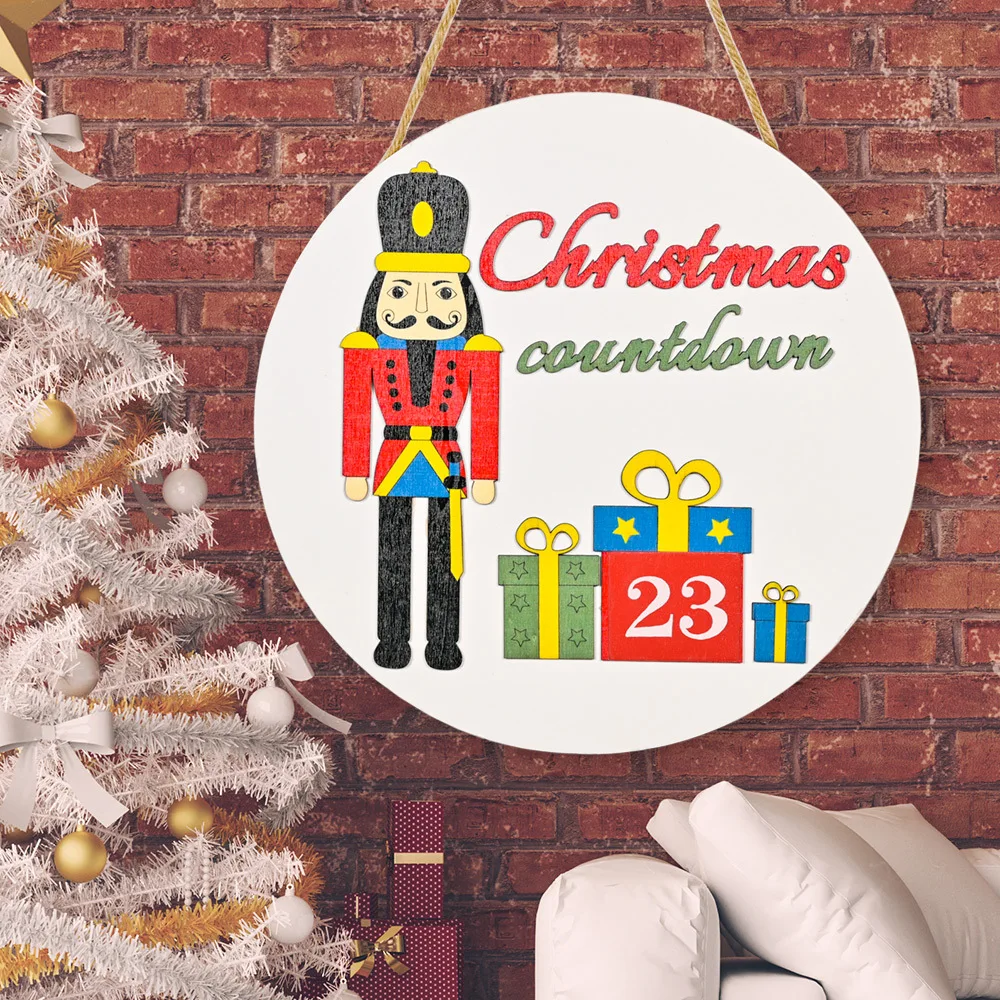 

Christmas Decoration Christmas Wooden Walnut Soldier Door Number Door Hanging Christmas Countdown Calendar Garland