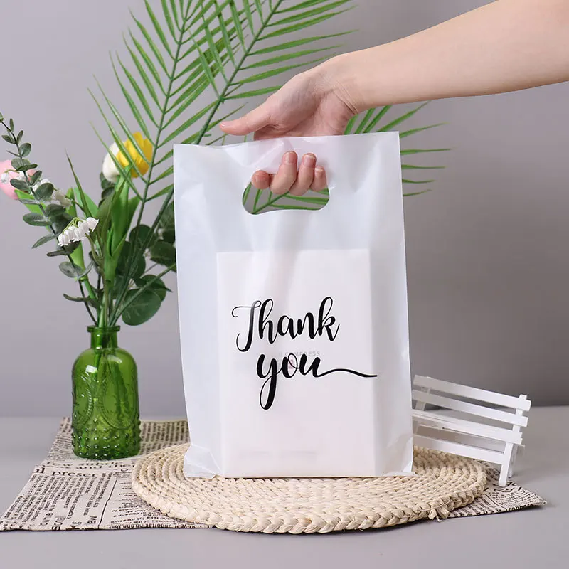 Thank You 가방 선물 플라스틱 쇼핑백 토트백, 생일 웨딩 파티 선물, 사탕 쿠키 포장지, Gitf 가방, 15x20cm, 100 개