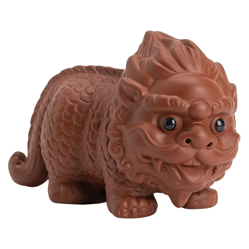 보라색 점토 작은 유니콘 차 애완 동물 장식품 귀여운 보라색 점토 공예 차 테이블 차 매트 차 놀이 쿵푸 차 예식