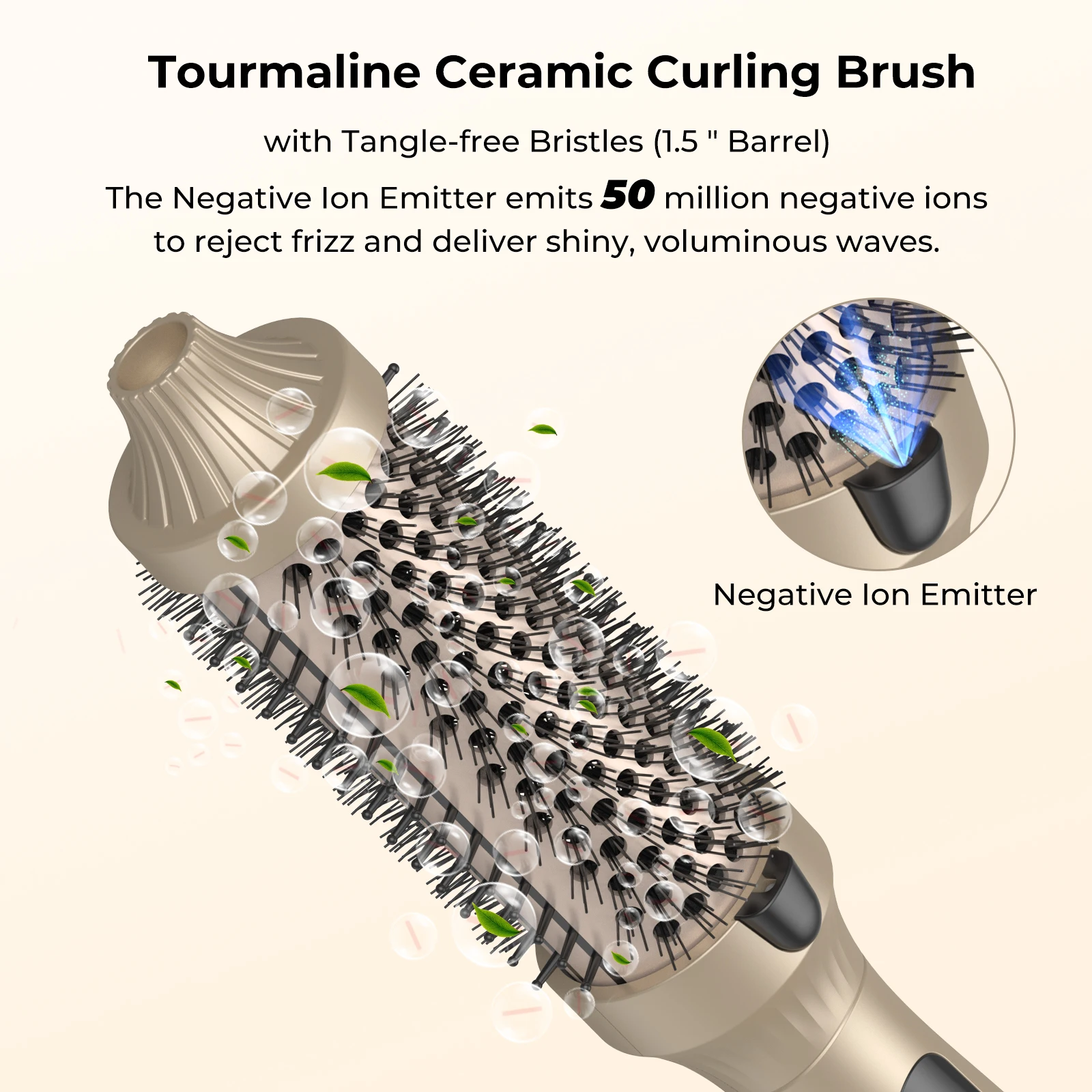 Thermal Brush One-Step Hot Air Brush&volumizer Hair Curler Straightener Hair Styling Brush Professional Curling Iron Heated GOLD