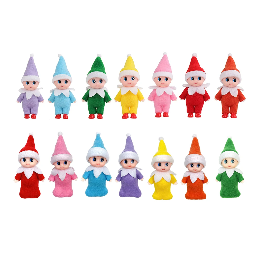 Mini Baby Elf Kawaii Tiny Doll 1 PCS Set Rainbow Dollhouse Shelf Accessories Christmas Gift Toy for Girl Boy Kid Child Adult 2 pcs metal book child office shelf decor bookends for shelves decorative supports