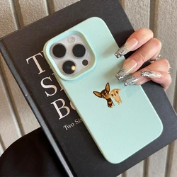 Adorable Chihuahua Puppy Cartoon Shockproof Phone Case Cover - iPhone 15 Plus (LightCyan)