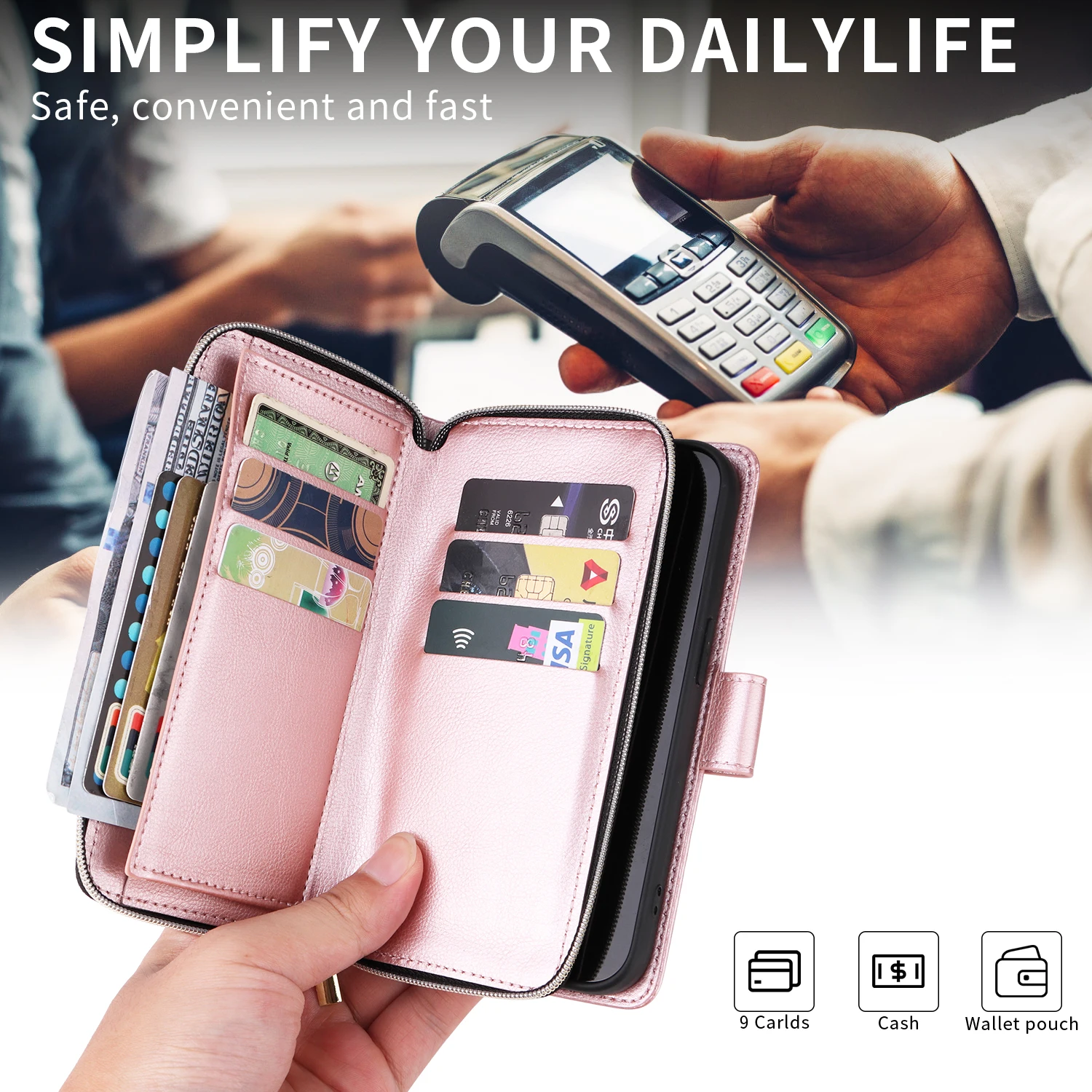 Zipper Wallet Phone Case - Stylish and Functional Protective Cover with Multiple Card Slots