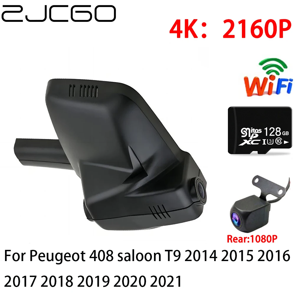 

Автомобильный видеорегистратор ZJCGO 4K, видеорегистратор с Wi-Fi, передняя и задняя камеры, монитор с 2 объективами для Peugeot 408 saloon T9 2014 2015 2016 2017 2018 2019 2020