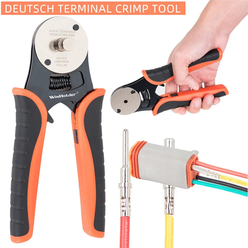 4 Way Indent Closed Barrel Crimper Solid Contacts Electrical Repair Crimping Tool 14 16 18 AWG Cables D-Sub Connectors Terminals