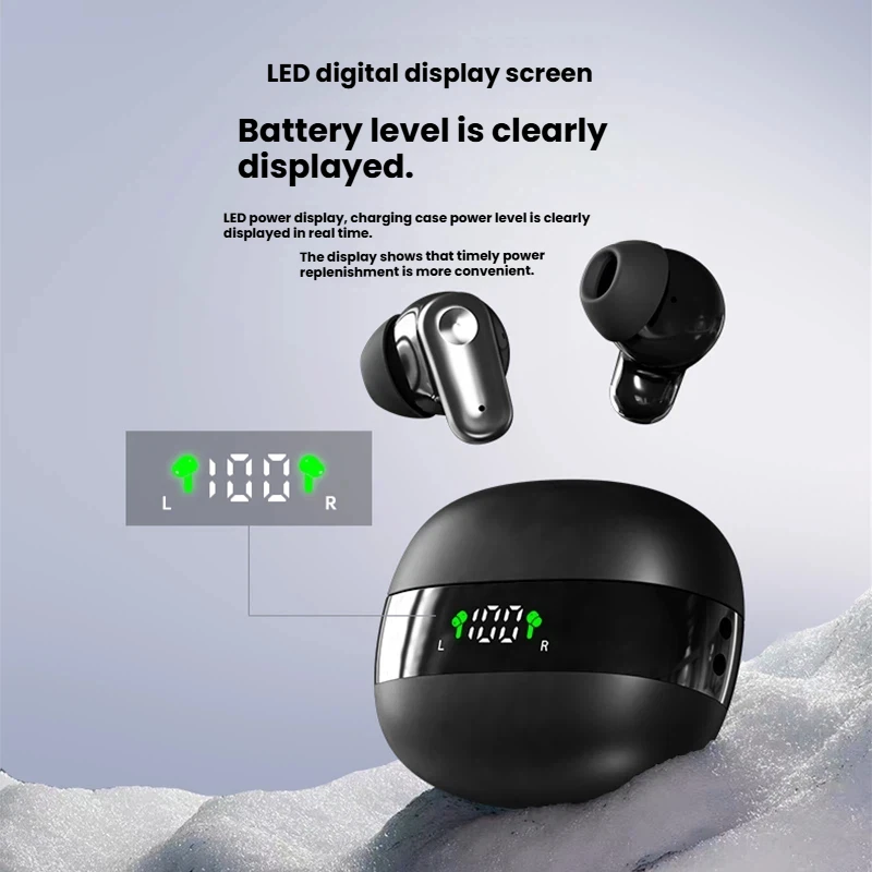 Wireless High-Fidelity Stereo Headphones with Noise Cancellation and LED Display
