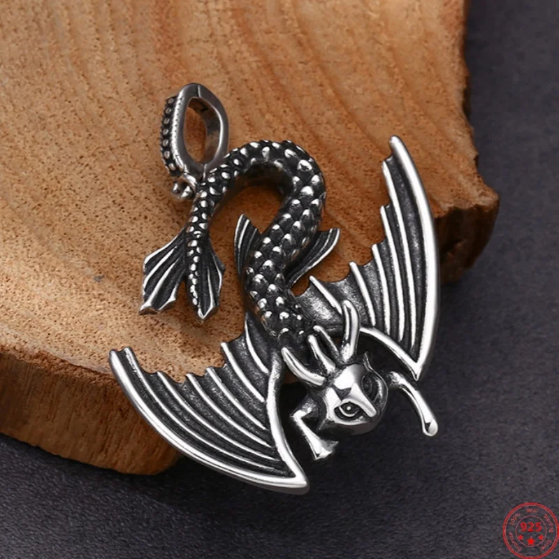 

Genuine S925 Sterling Silver Pendants for Women Men New Fashion Toothless Little Flying Dragon Punk Jewelry Free Shipping