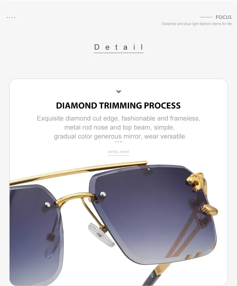 Unisex Rimless Rectangle Sunglasses