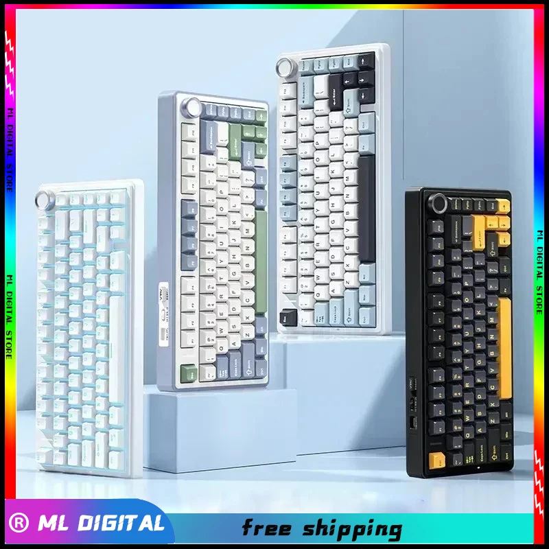 

AULA F75 Mechanical Keyboard Multifunctional Knob Three Mode RGB Hot Swap Gaming Keyboard Gasket Pc Gamer Accessories Mac Gifts