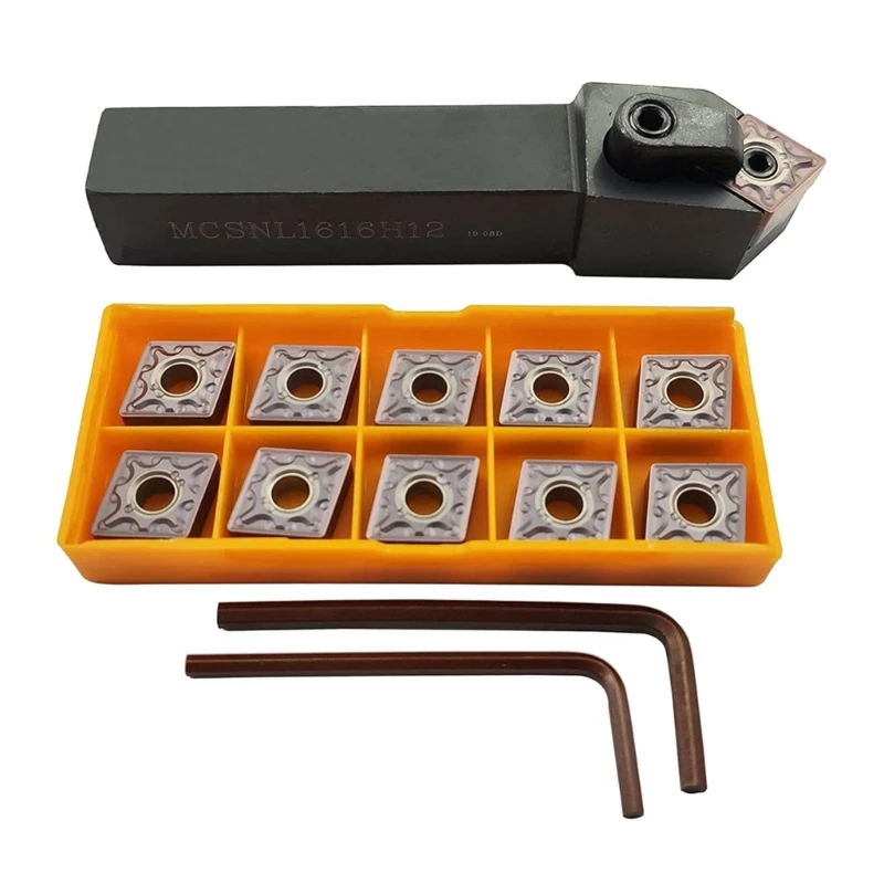 

Industrial Grade Carbide Lathe Turning Tool 100mm/3.9-inch Length with 10pcs CNMG120408-MA VP15TF Durable Tools Set Dropshipping