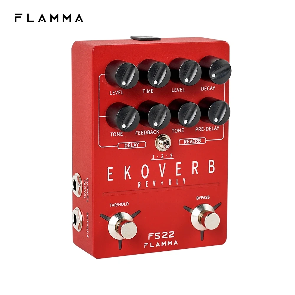 

FLAMMA FS22 Ekoverb педаль задержки с двойным ревербератором с функцией остановки и включения с блоком питания