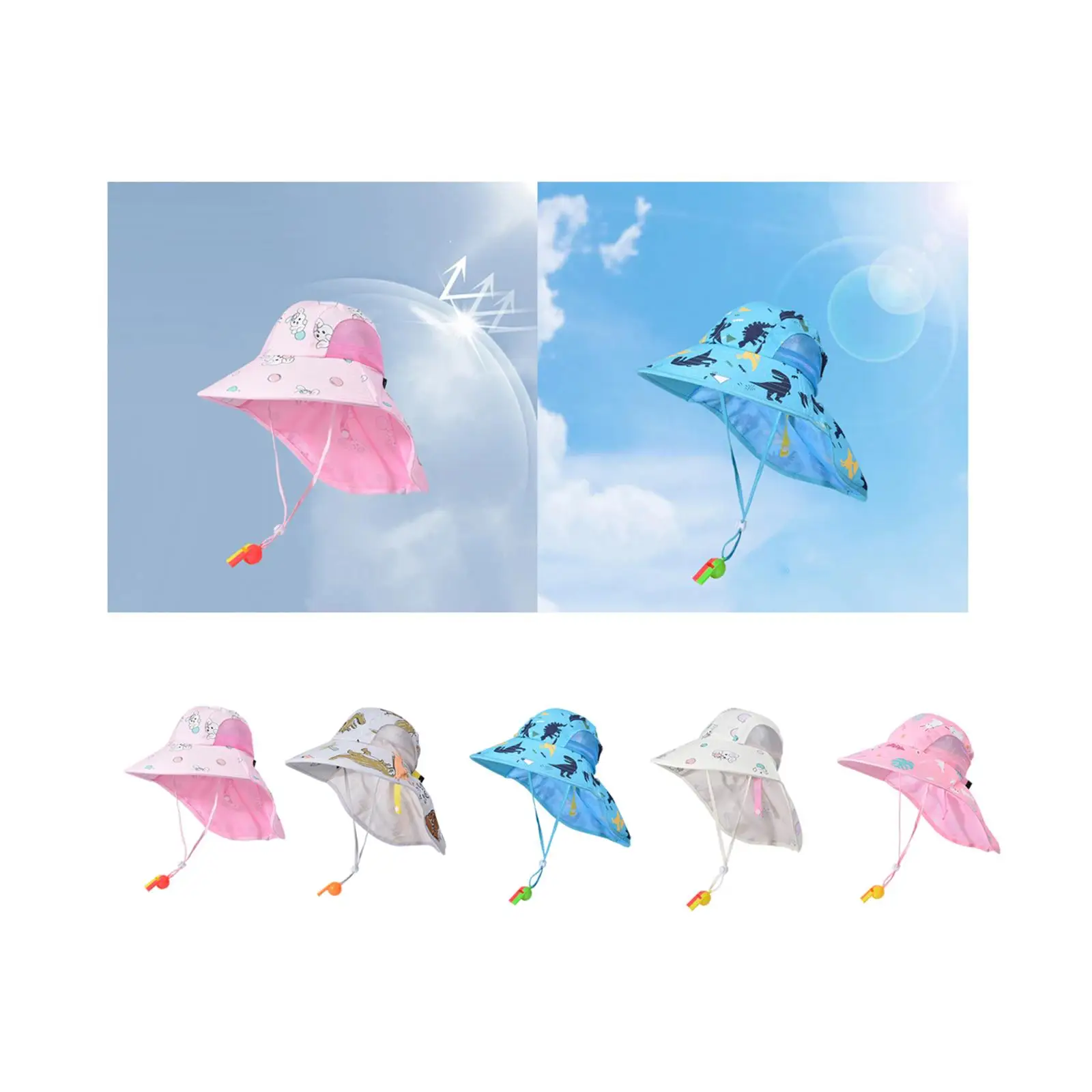 Kids Sun Hat Fisherman Cap Beach Hat with Neck Flap for Sightseeing Short Trips