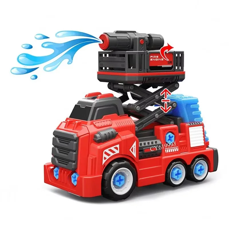 High Quality Take Apart Take Apart Cars Assembly Fire Trucks Toy Truck Construction Toy Vehicles With Tools and Electric Drill
