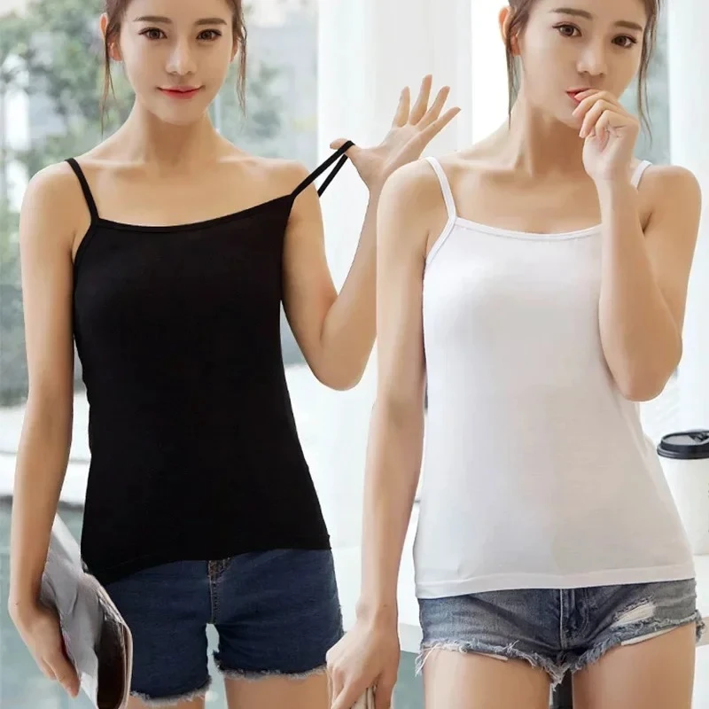 Sexy Camisoles Women Crop Tops Sleeveless Shirt Bralette Tops Solid Color Strap Skinny Vest Female Slimming Tanks Bra Underwear - الصورة 4