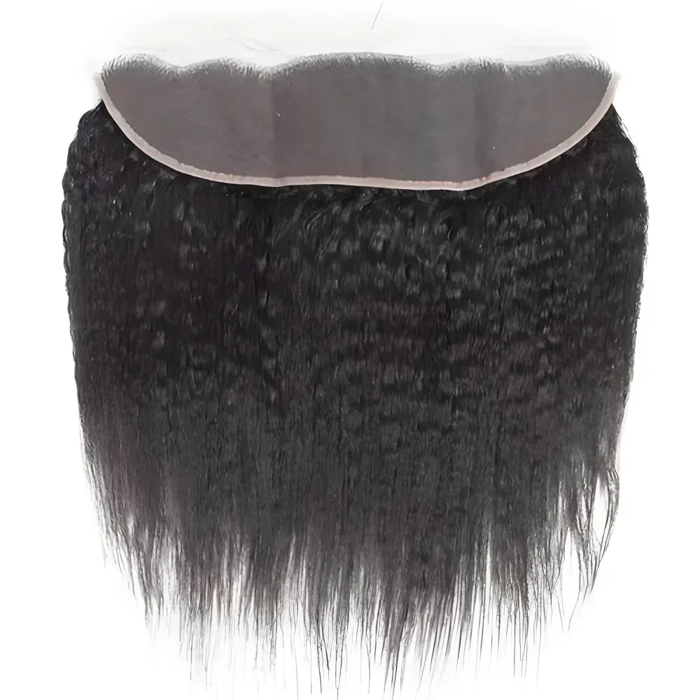 High-quality 10A Brazilian Raw Hair Kinky Straight Closure,13x4 Transparent Lace Frontal Remy Hair Extensions for Women.