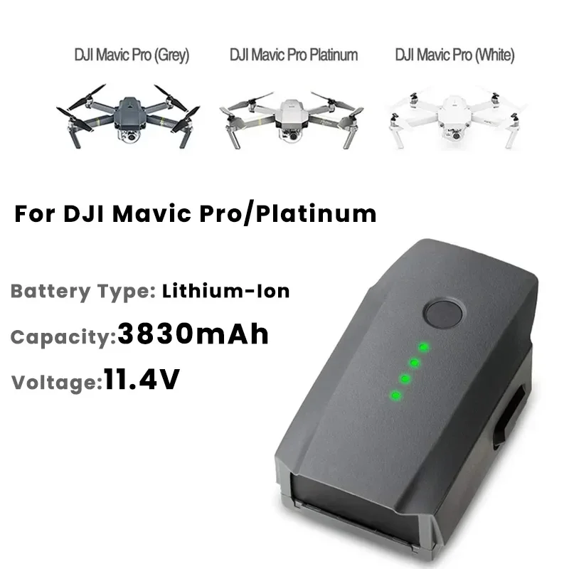 

3830mAh 11.4V Rechargeable Replacement Battery for DJI Mavic Pro Platinum Drone Li-Polymer Battery 4-Level LED Indicator FL-BTI