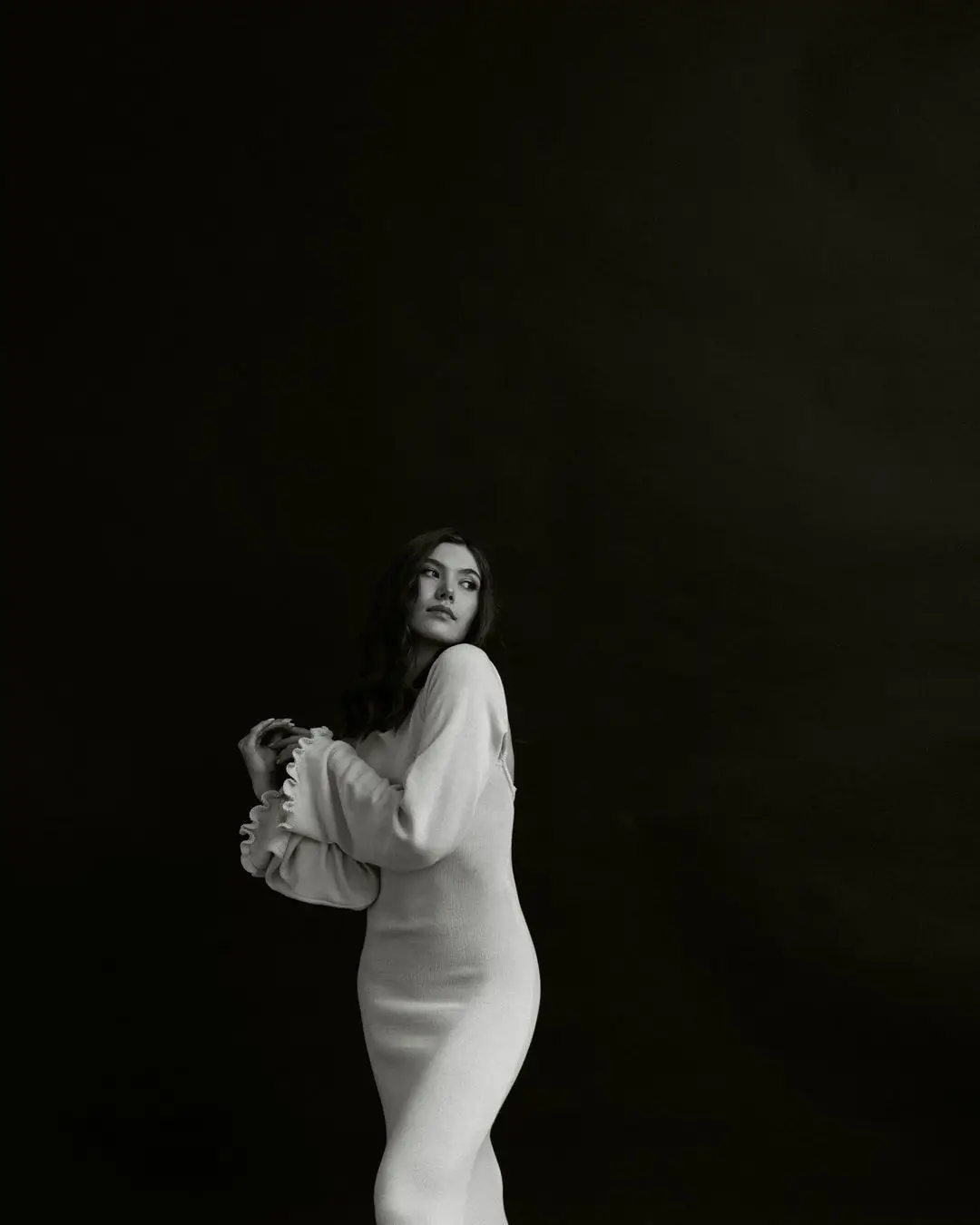 Ruffled Backless Knit Dress Solid Female Casual Lace-Up High Waist Long Sleeve Maxi Dress Knitwear Bandage Fashion Dress