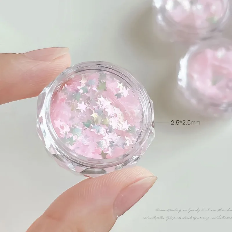 1/6pcs 핑크 벚꽃 글리터 네일 아트, 하트 글리터 네일 아트 꽃과 나비 글리터 장식 DIY 네일 액세서리