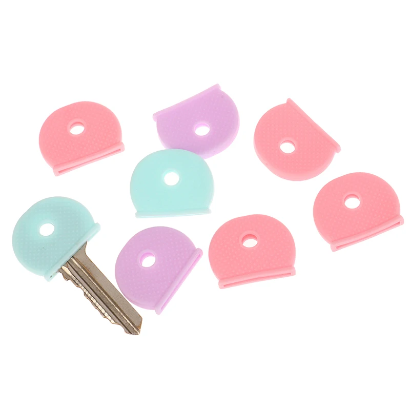 10pcs Universal Rubber Half Round Key Caps Solid Key Head Cover Shell Unisex Gift Universal Key Head Cover Solid Random Color