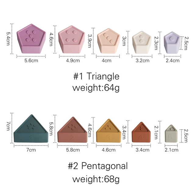 1Set Silicone Building Block Toy Silicone Teether Triangle Geometric Square Soft Block Folding Educational Game Toys 2