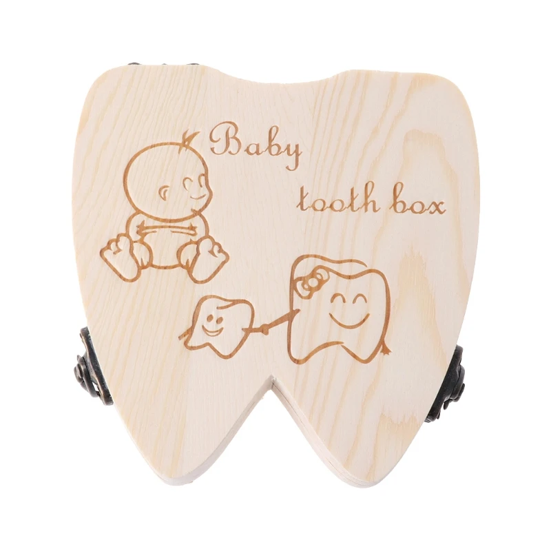 

N80C Tooth Fairy Box Kids Tooth Storage Holder for Lost Teeth Wooden Organi