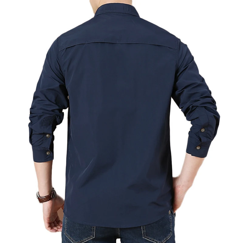 Mens Long-sleeved Hiking Shirts Summer Outdoor Tactical Multi-pocket Waterproof Quick-dry Fishing Camping Cargo Safari fishing shirts,mens long sleeve shirts