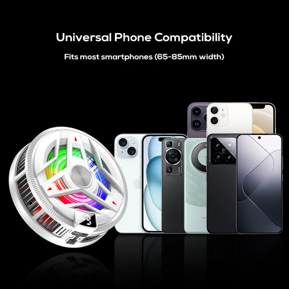 휴대용 자석 반도체 전화 쿨러 디지털 디스플레이 RGB 라이트 강력한 냉각 팬 게이밍 폰 아이스 쿨러