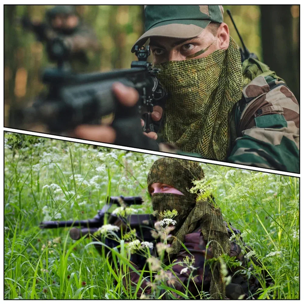 Summer Tactical Scarf Camouflage Neck Scarf Airsoft Sniper Face Shield Covers Photography Outdoor Camping Hunting Headshawls 5