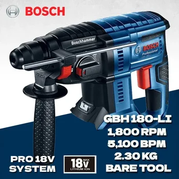 BOSCH GBH 180-LI Brushless Cordless Rotary Hammer Bare Metal 18V Multifunctional Lithium Percussion Power Tools GBH180-LI 1