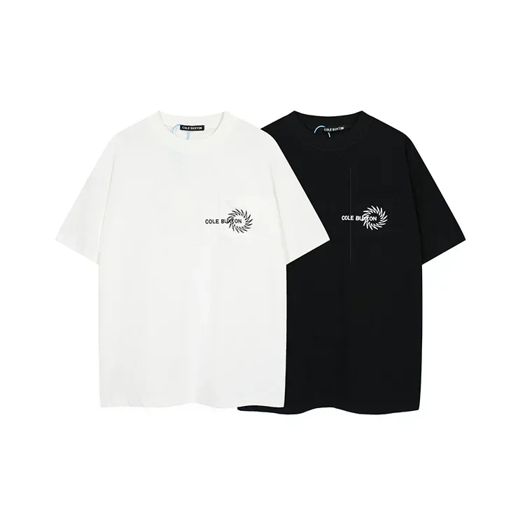Cole Buxton Pocket slogan print trendy high street loose casual summer couple round neck short sleeved T-shirt for Men/Women 2