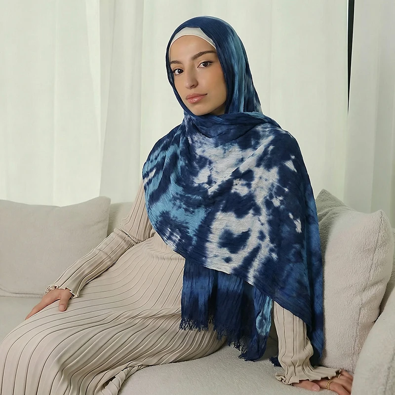 Aquarell-Blumenmuster Modal Atmungsaktiver Leichter Weicher Modal Muslimischer Hijab Damen Schal Hijab Kopftuch Schals Ramadan – Detail 3
