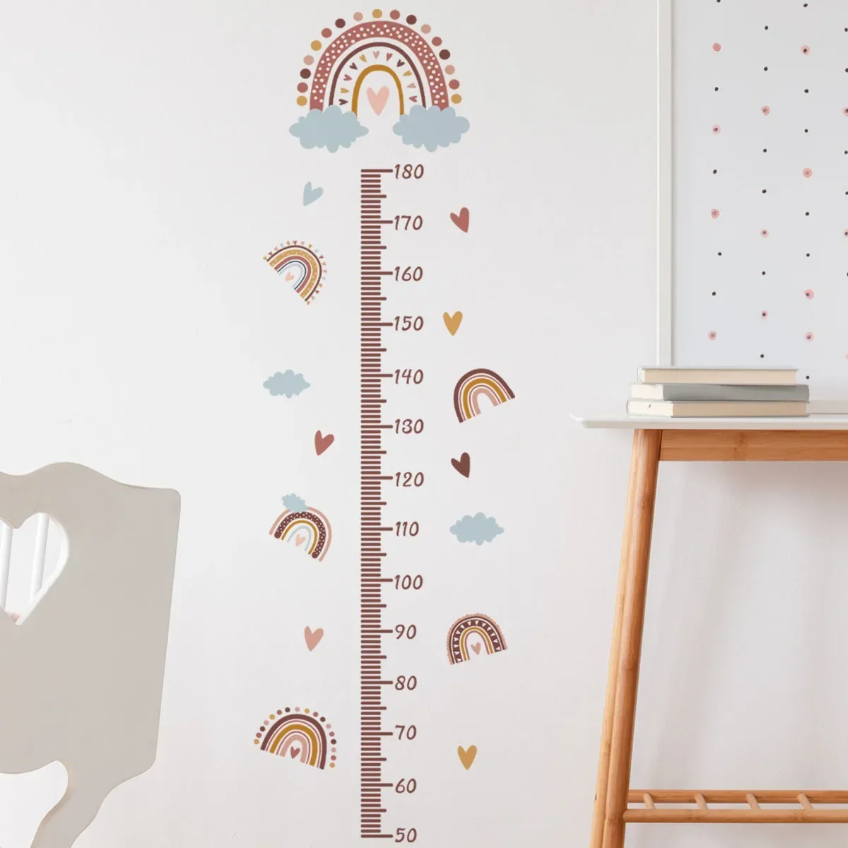 Pink Rainbow Growth Chart for Kids Wall Stickers Measure Height Children Ruler Nursery Room Decor Art Girl