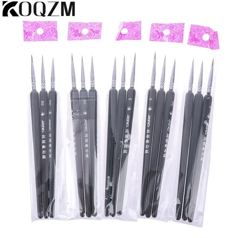 

3Pcs Miniature Paint Detail Brush 0/ 00/ 000 Wolf Hair Professional Fine Detailing For Art Supplies Drawing Art Pen Paint Brush
