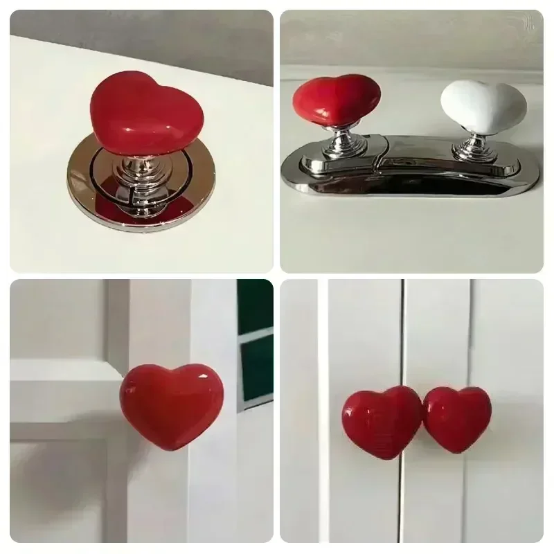 Heart Shape Toilet Presser Love Toilet Press Button Bathroom Water Tank Buttons Push Switch Bathing Room Decor Nail Protector toilet presser